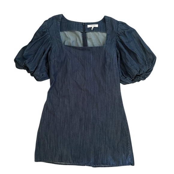 FRAME Nina Puff Sleeve Denim Minidress In Gorham Size L  Puff Sleeve Size L $428 - Picture 2 of 9